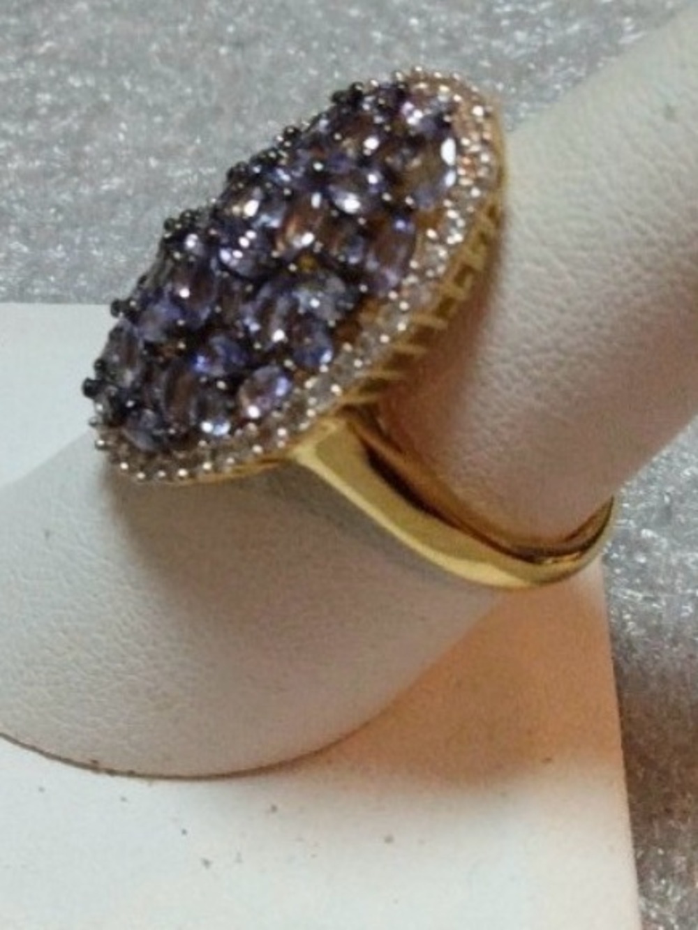 SOLD // 4 CTW Oval Tanzanite Cluster Statement Ring • Size 8 - Picture 4 of 6